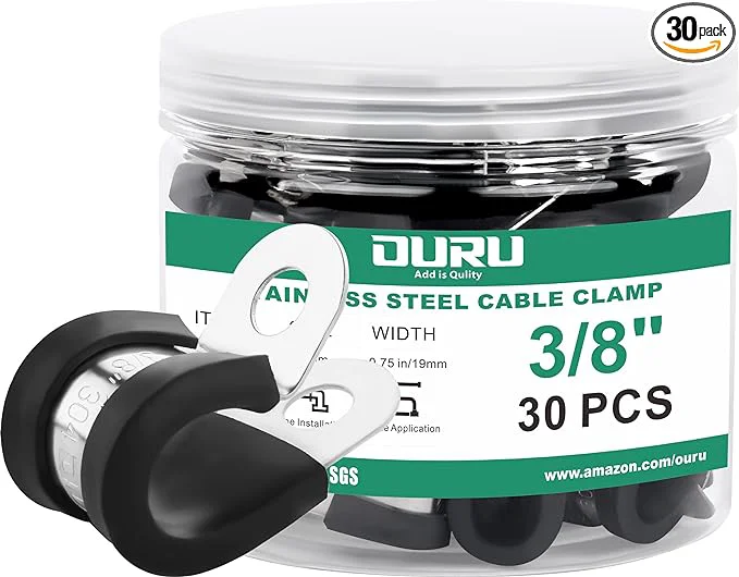 Specialty 30pcs 3 8 Inch Stainless Steel Cable Clamps Rubber Coated Cushioned Insulated Easy-to-Use