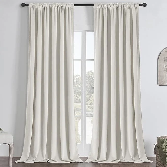 World-Class Joydeco White Blackout Curtains 102 Inch 2 Panels Luxury Thermal White Safe