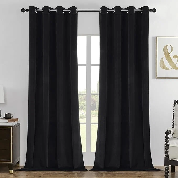 Unique Joydeco Black Blackout Curtains 90 Inch 2 Panels Luxury Thermal Insulated Superior