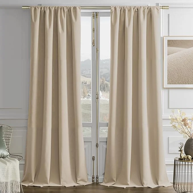 World-Class Joydeco Latte Coffee Velvet Curtains 96 Inches 2 Panels Luxury Thermal Pure