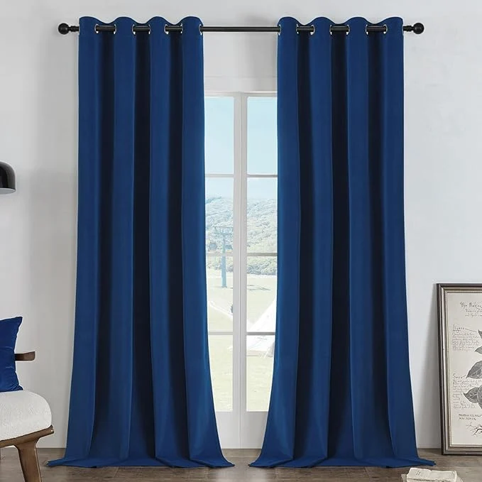 Green Joydeco Royal Blue Blackout Curtains 90 Inch 2 Panels Luxury Thermal High-End
