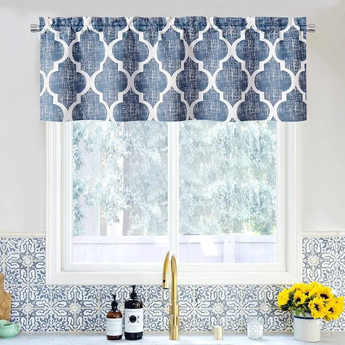 Modern Beauoop Kitchen Cafe Valance Moroccan Tiles Print Dependable