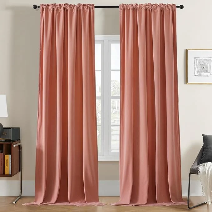 Practical Joydeco Pink Velvet Curtains 96 inch Length 2 Panels Luxury Blackout Rod Refined