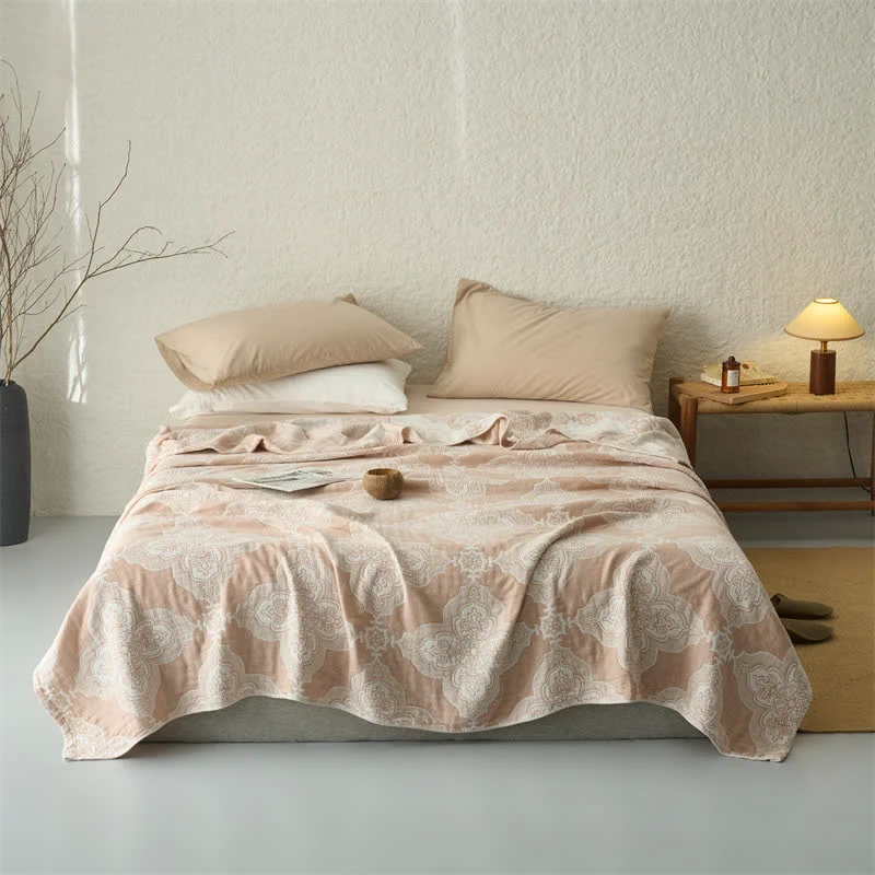 Dependable Ownkoti Vintage Damask Cotton 3-Layer Muslin Throw Quilt Effective