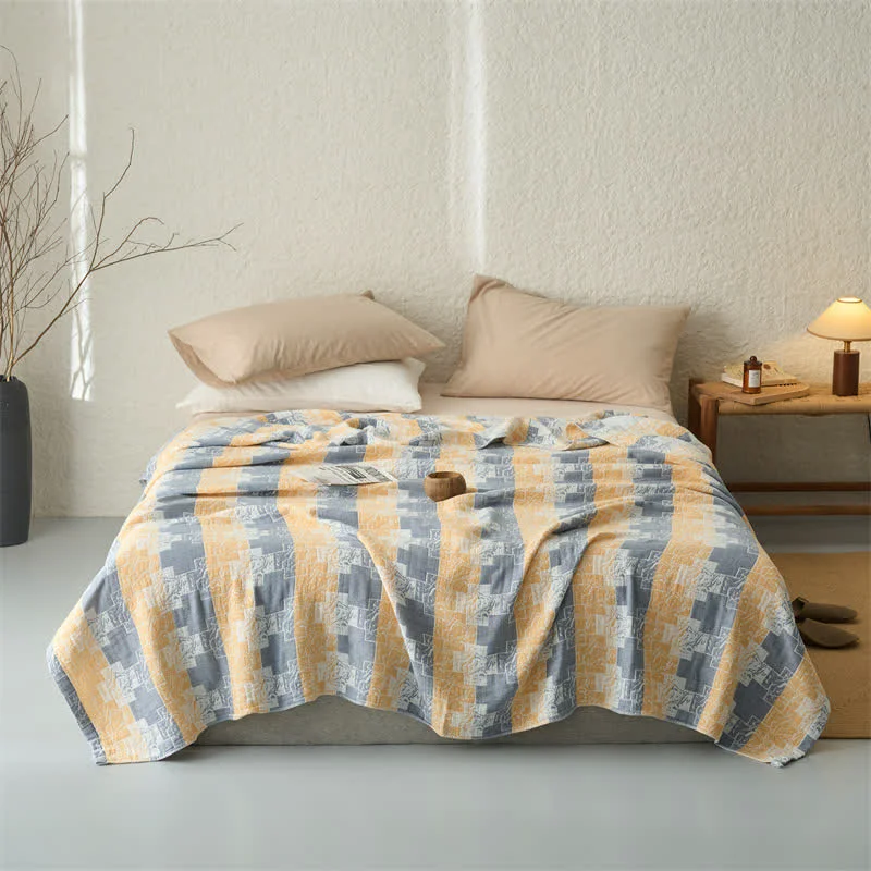 Luxury Ownkoti Geometric Cotton Muslin Reversible Blanket Quilt Trusted