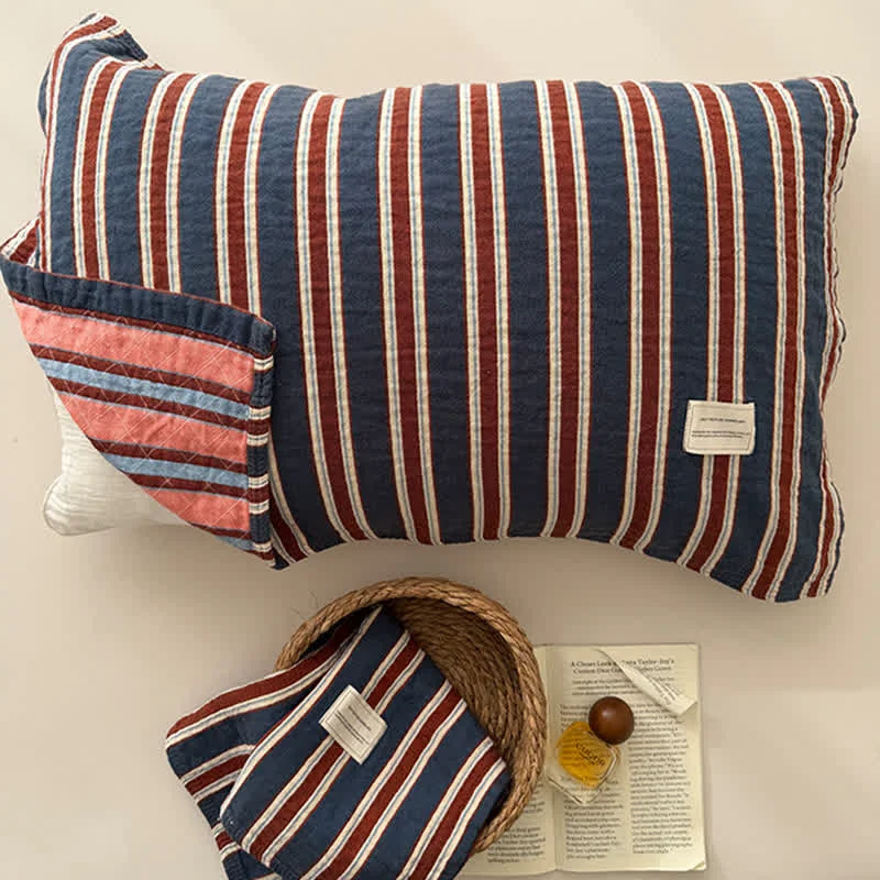 Smooth Ownkoti Vintage Stripe Woven Gauze Cotton Pillow Cover High-Quality