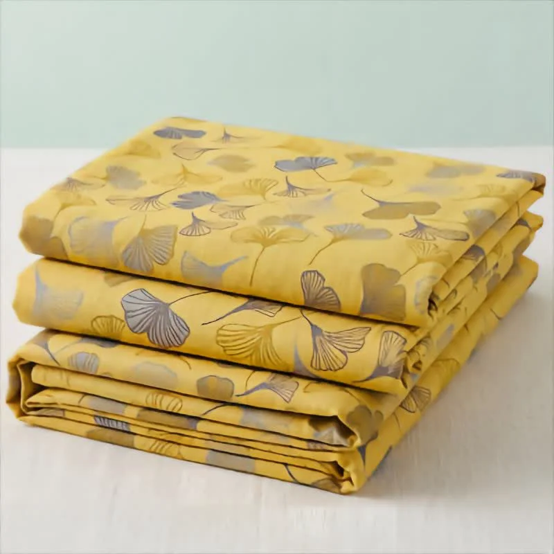 Smooth Ownkoti Mustard Ginkgo Quilted Cotton Throw Blanket Exclusive