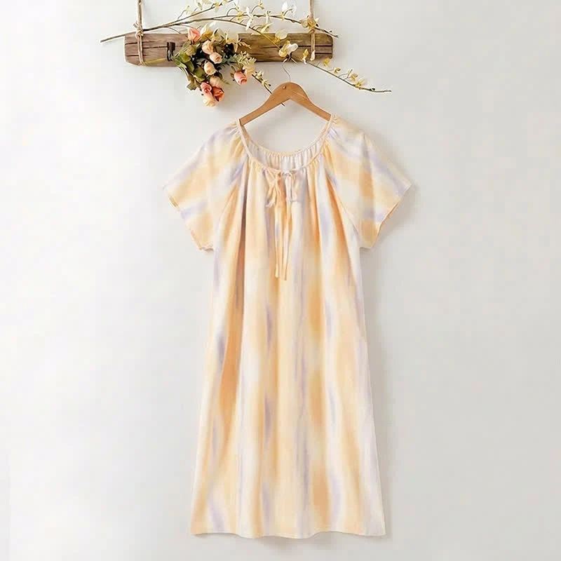 Long-Lasting Ownkoti Watercolor Floral Lyocell Tie Neck Sleep Dress Prestigious