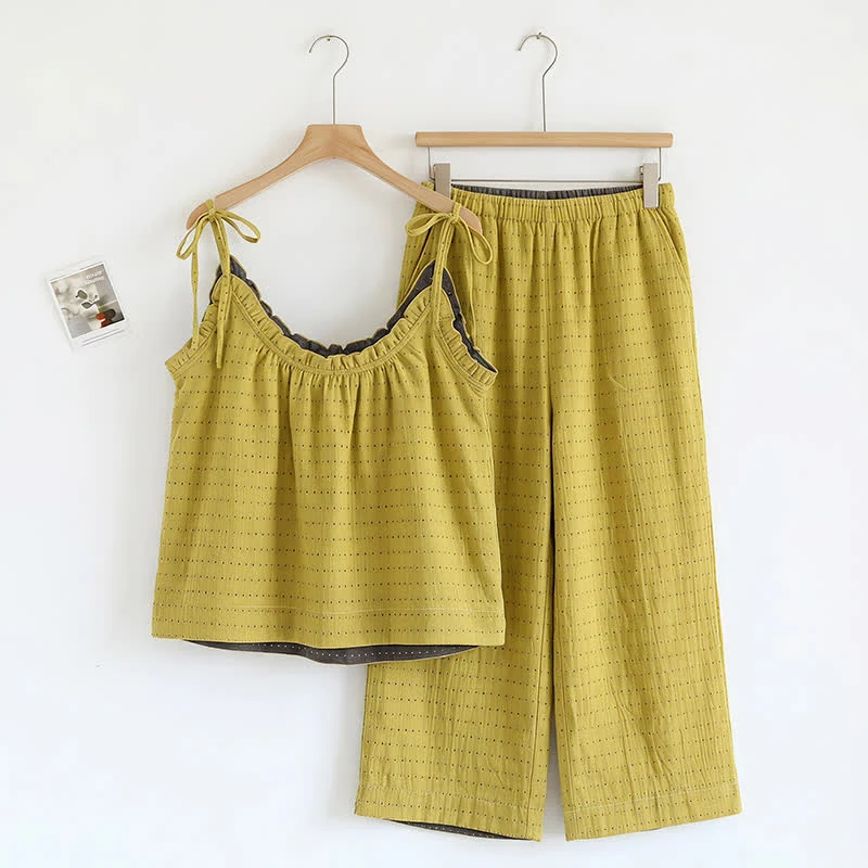 Crafted Ownkoti Textured Solid Color Cami amp Pants Lounge Set Fast
