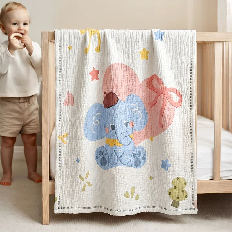 Reliable Ownkoti Pastel Elephant Lyocell Quilted Baby Blanket Flexible