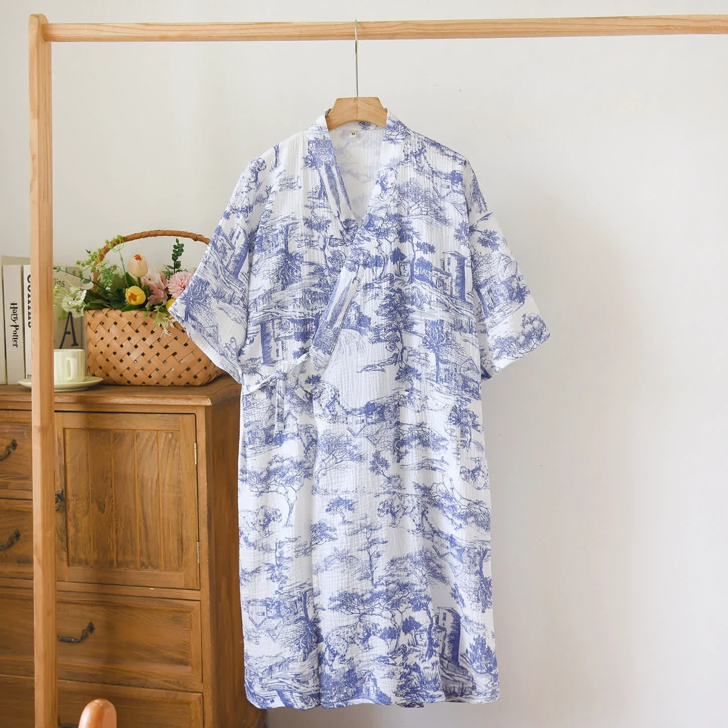 Original Design Ownkoti Scenic Double-layer Cotton Gauze Kimono Nightgown High-Performance