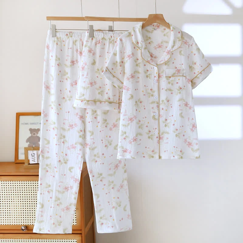 Smooth Ownkoti Cosy Floral 3-Piece Gauze Cotton Lounge Set Recyclable