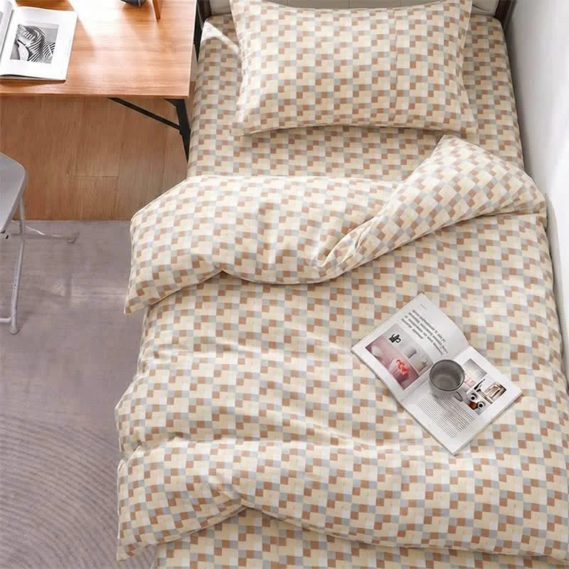 Top-Quality Ownkoti Warm Neutral Mosaic Check Bedding Set Official