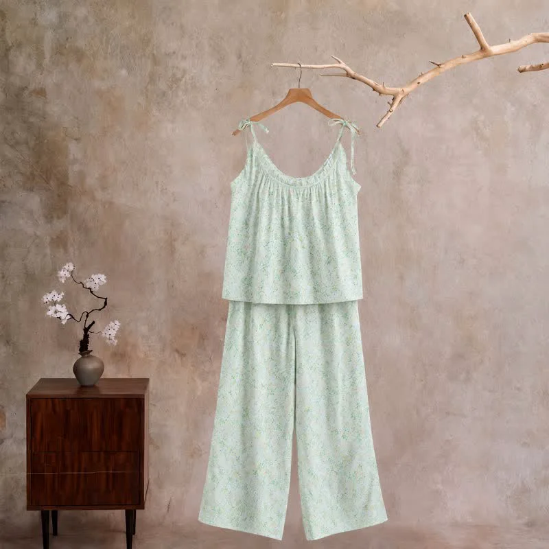 Easy-to-Use Ownkoti Rose Floral Spaghetti Strap Loungewear Premium