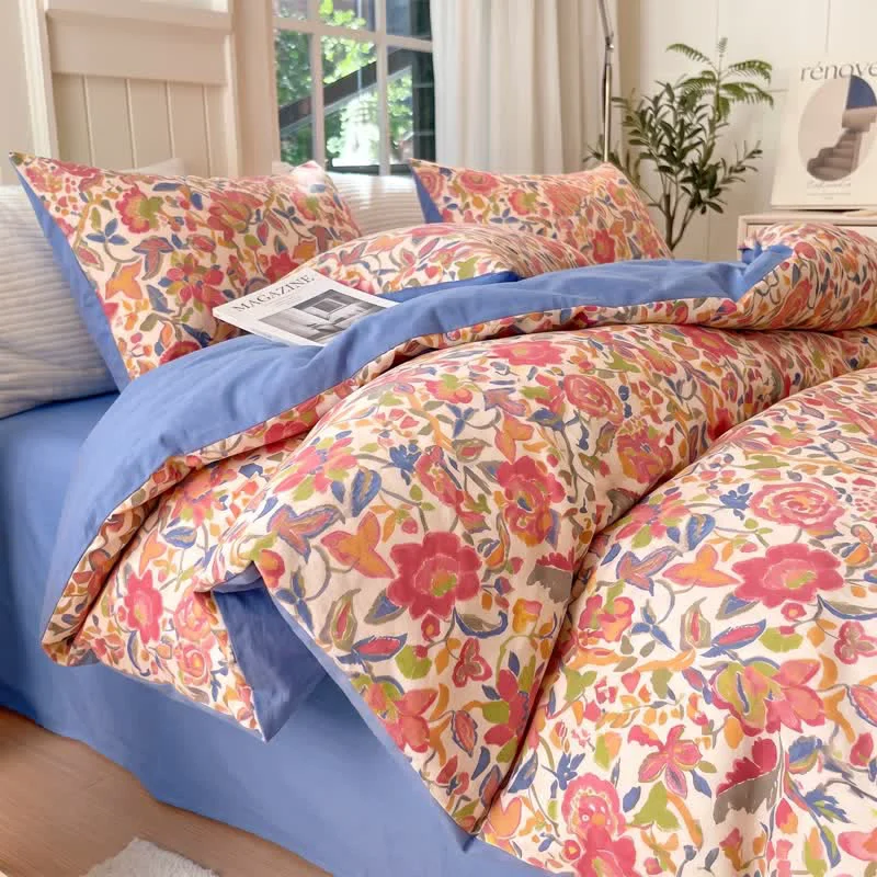Effective Ownkoti Cottage Floral Cotton Double Gauze Bedding Set Proven
