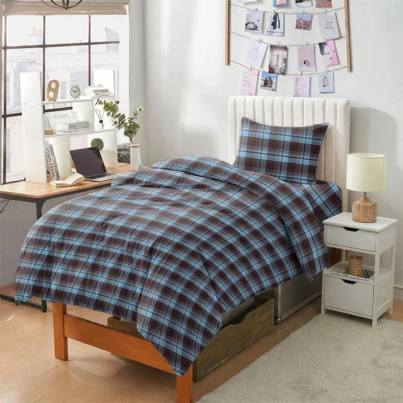 Premium Material Ownkoti Classic Plaid Twin XL Dorm Bedding Set Practical