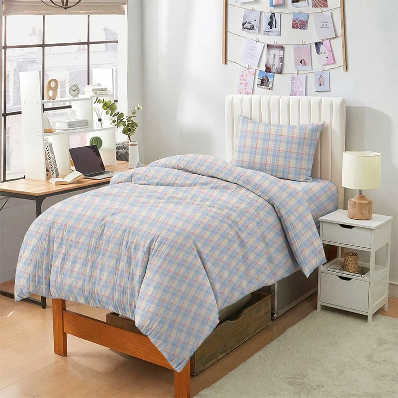 Premium Ownkoti Pastel Gingham Twin XL Bedding Set Convenient