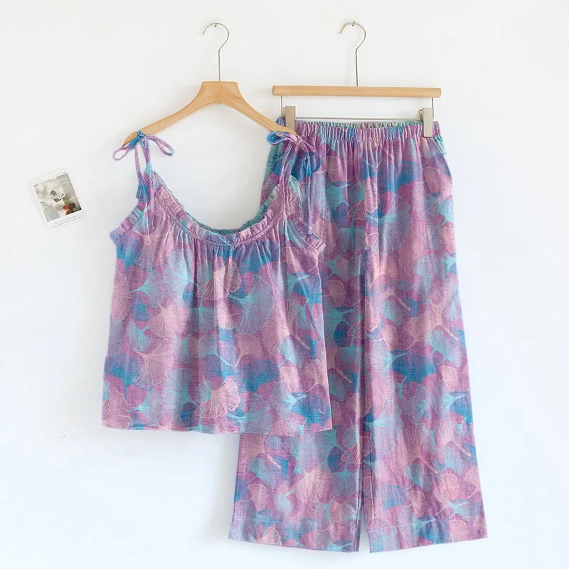Luxury Ownkoti Dreamy Ginkgo Leaf Cami Loungewear Set Pure