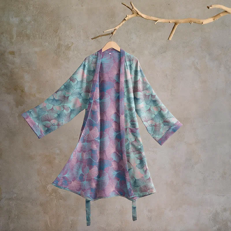 Specialty Ownkoti Dreamy Ginkgo Leaf Cotton Kimono Robe Premium