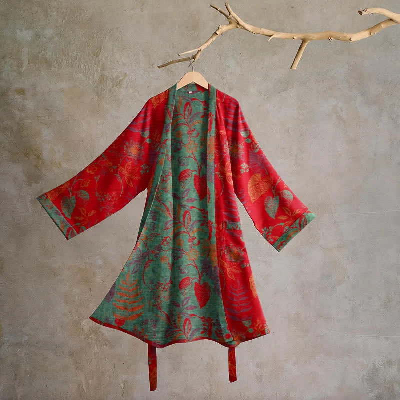 Reliable Ownkoti Retro Leaf Jacquard Cotton Kimono Robe Premium