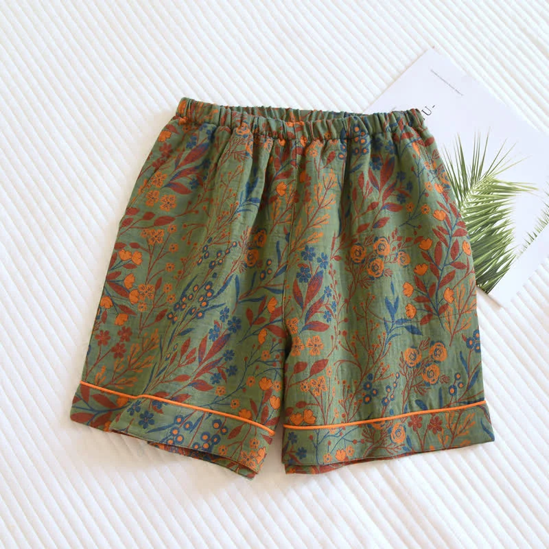 Natural Ownkoti Jacquard Yarn-dyed Cotton Pajamas Short Secure