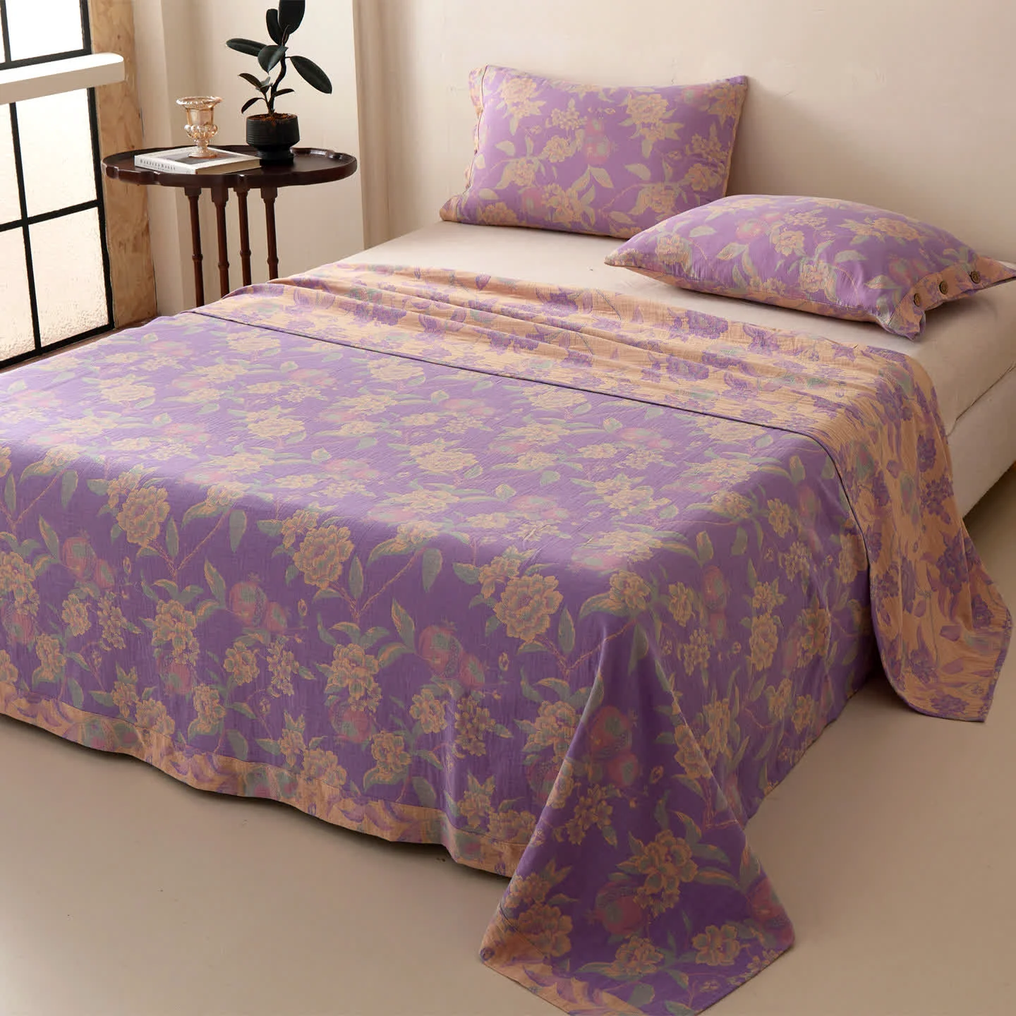 Practical Ownkoti Vinatge Floral Muslin Coverlet Bedspread Advanced