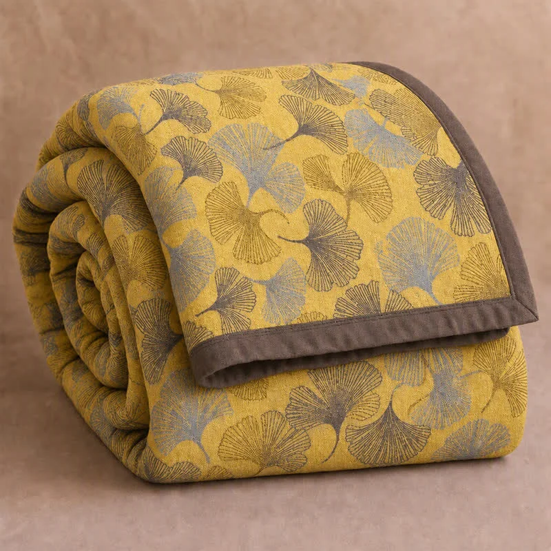 Flexible Ownkoti Golden Ginkgo Cotton Gauge Blanket Specialty
