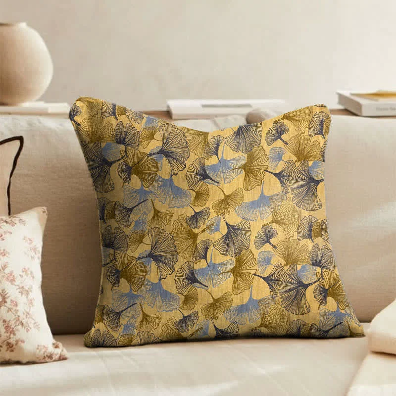 Fashionable Ownkoti Golden Ginkgo Leaf Cotton Gauze Pillow Fast