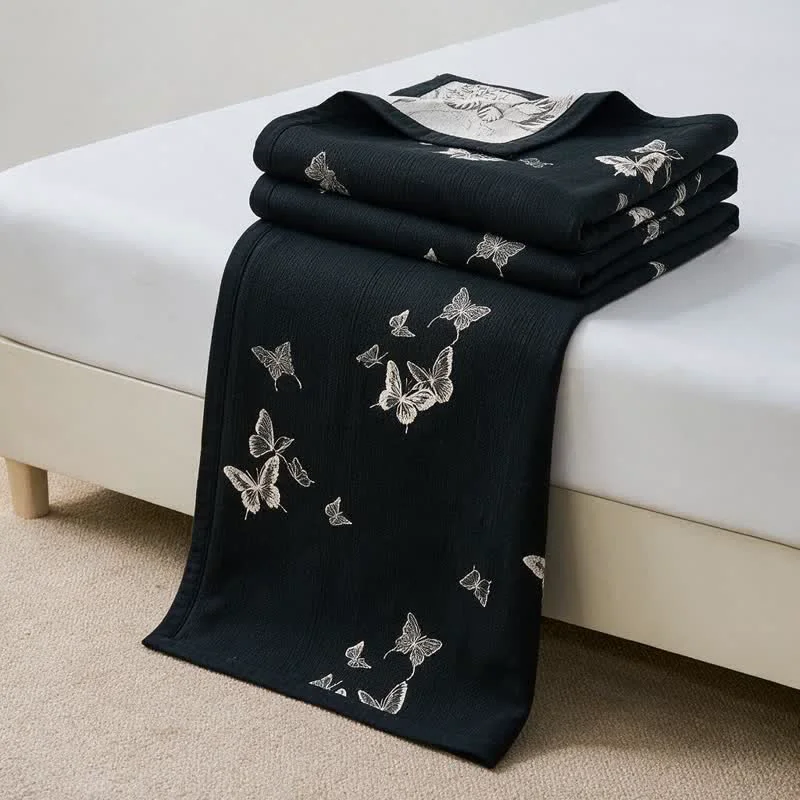 Relaxed Ownkoti Monochrome Butterfly Cotton Gauze Quilts Functional