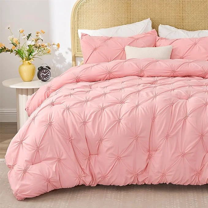 Responsible BEDELITE California King Comforter Set – 3 Peices Boho Pintuck Bedding Comforter Sets Lightweight Soft amp Warm Twin Bedding Sets with 2 Pillowcase for All Season Smooth