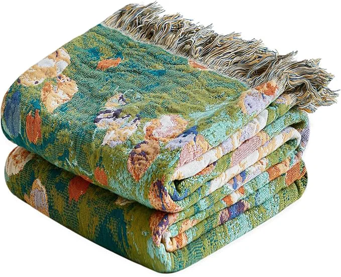 Quality MSGKV Boho Throw Blanket for Bed Cotton Floral Twin Size Couch Blanket 60 quot x80 quot Muslin Spring Breathable Lightweight Farmhouse Blankets All Seasons
