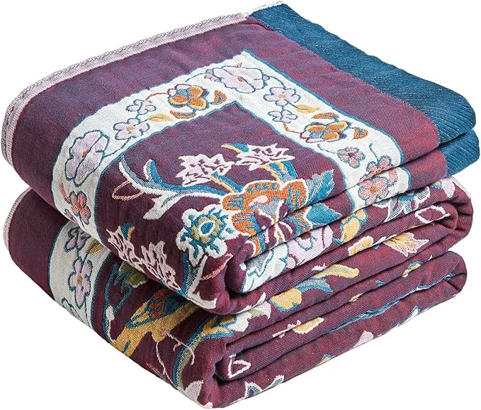 High-Performance MSGKV Boho Throw Blanket for Bed 60 quot x80 quot Cotton Couch Twin Size Floral Bird Blanket Spring Breathable Lightweigh Muslin Home Decorative Blankets Clean