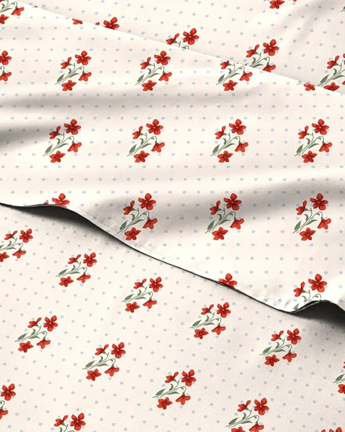Artisan Floral Sheets – Flower Print Bed Sheet Set – 1 Flat 1 Fitted amp 2 Pillowcases w Deep Pockets – Comfy Cozy Wrinkle amp Fade – Boho Botanical Bedding – Soft Breathable amp Cooling – Full Size Set World-Class