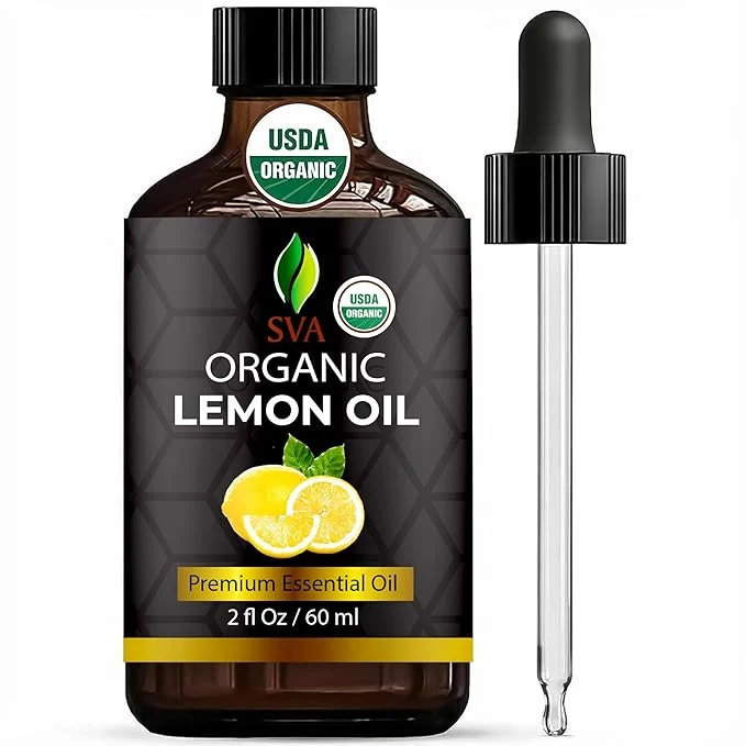 Authentic SVA Lemon Essential Oil Organic – 2 Fl Oz – Natural Organic Lemon Oil Enhanced