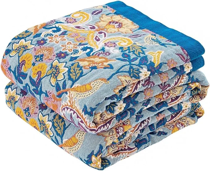 Smart Boho Throw Blanket for Bed Cotton Soft Rustic Quilt Fall Blanket 60 quot x80 quot Floral Printed Farmhouse Decor Bed Blankets All Season Rustic Reversible Bohemian Throw Quilt Reusable
