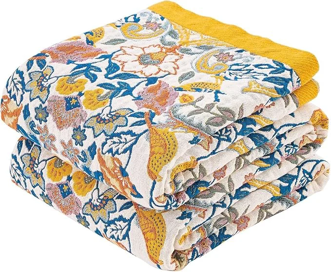 High-End Boho Blanket Throw Quilt Cotton Soft Light Weight Throw Blankets for Summer 90 quot x98 quot Farmhouse Flower Decorative Blankets All Season Rustic Reversible Bohemian Throw Quilt Exclusive
