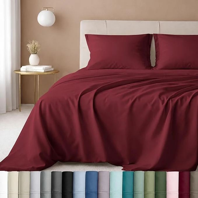 Easy-to-Use California Design Den Queen Sheet Set – Luxury 600 Thread Count Cotton Bed Sheets Queen Size Sateen Weave Queen Bed Sheets Set – Brick Red Elegant