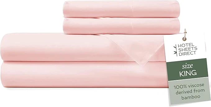 Carefully Designed Hotel Sheets Direct Viscose Derived from Bamboo Sheets King Size – Cooling Bed Sheets with 2 Pillowcases – Breathable Moisture Wicking amp Silky Soft Sheets Set- Rose Pink Consistent