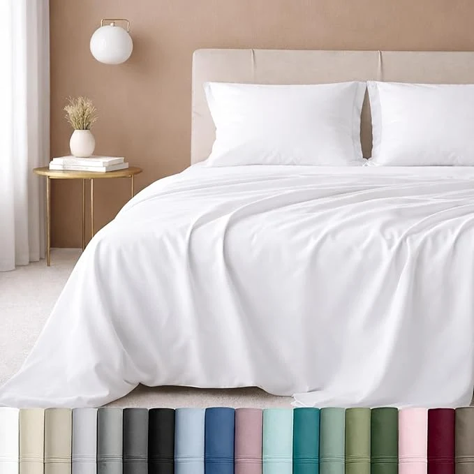 First-Class California Design Den Deep Pocket Twin Sheets Set – Luxury 600 Thread Count Cotton Sateen Twin Sheet Set with All Around Elastic for a Snug Fit Hotel Quality Bedding – White Practical