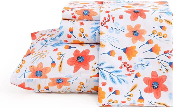Excellent JSD Floral Printed Sheet Set Full Size 4 Piece Spring Pattern Microfiber Bed Sheets Deep Pocket Oeko-TEX High-Grade