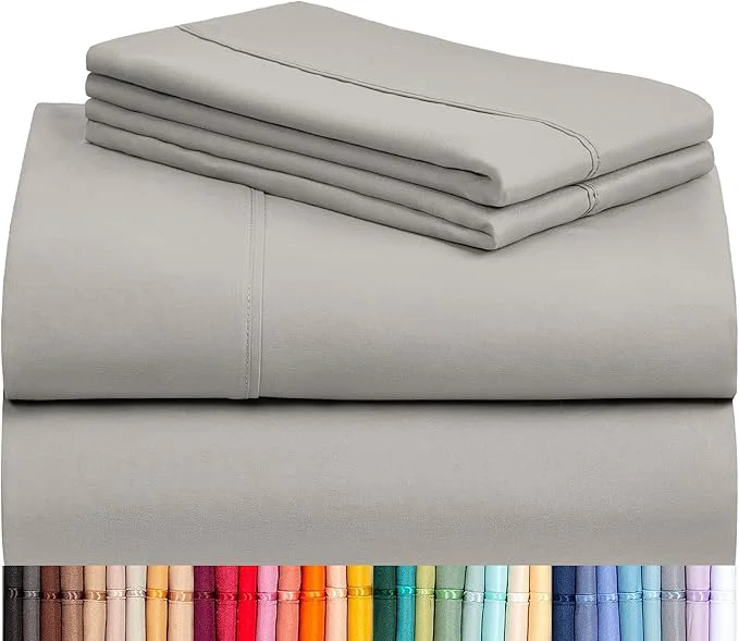 Next-Generation LuxClub 4 PC Queen Sheet Set Breathable Luxury Bed Sheets Deep Pockets 18 quot Wrinkle Cooling Sheets Machine Washable Hotel Bedding Silky Soft – Light Taupe Queen Smart