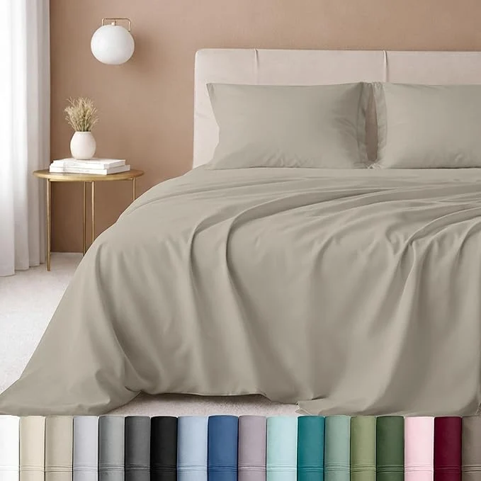 Effective California Design Den Natural Cotton Sheets Twin Size Bed Set – Luxury 600 Thread Count Sateen Hotel Quality Fully Elasticized Deep Pocket Twin Cotton Sheets Cool and Durable – Soft Linen Versatile