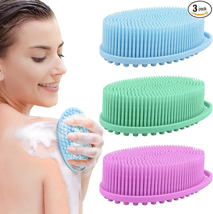 Refined 3 Pack Silicone Body Scrubber Exfoliating Body Scrubber Fit Lightweight