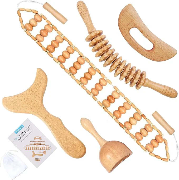 Verified Xokocli 5-in-1 Wood Therapy Massage Tools Lymphatic Drainage Massager Lightweight
