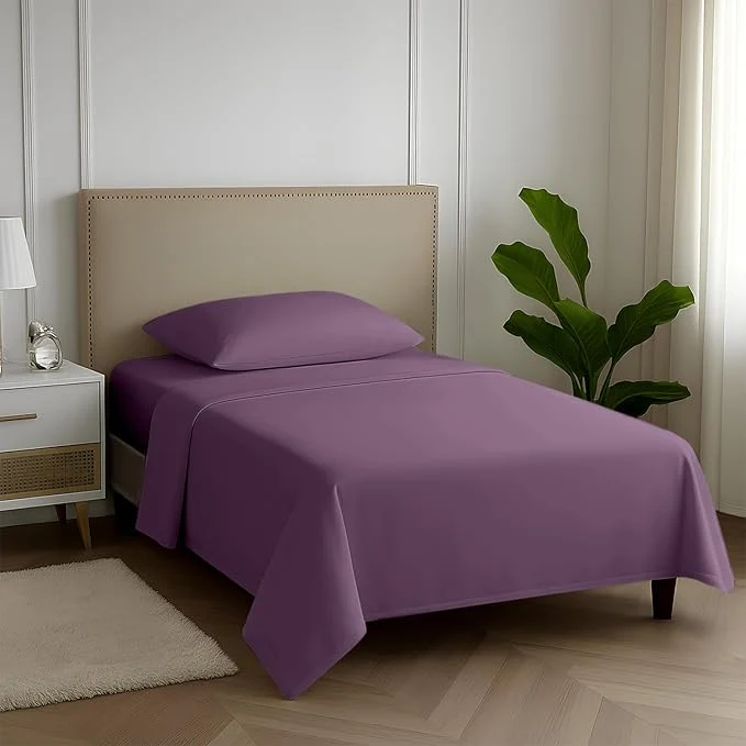 Efficient Carressa Linen Egyptian Cotton Twin XL Sheets Set – 600 Thread Count Luxury Egyptian Cotton Sheets Twin XL Size 3 PC Plum Purple 16 quot Deep Pocket Soft Cooling Sateen Weave Dorm Room Bedding Original Design