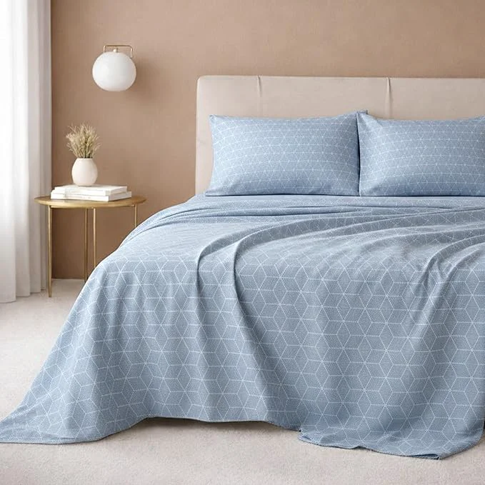Certified California Design Den California King Sheet Set – Cotton 600 Thread Count Deep Pocket Soft Sateen Premium Cal King Sheet Set – Urban Geometric Pattern Professional