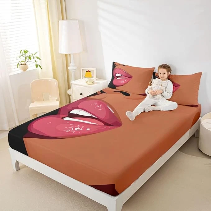 Functional Erosebridal Black Girls Pink Fitted Sheet for Kids African Black Women Queen Bedding Set Vogue Fashion Gorgeous Bed Sheets for Girls Women Teens Minimalist Romantic Makeup Sheets with 2 Pillow Cases Original Design