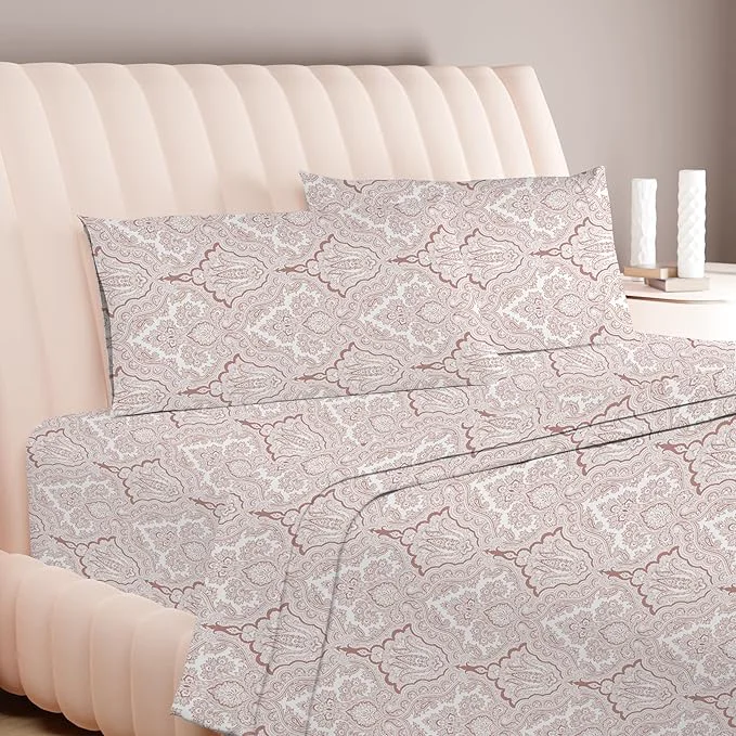 Solid Carressa Linen Egyptian Cotton Printed Bed Sheets – 600 Thread Count 4 PC Full Sheet Set Hotel Luxury Sateen Bedsheets 16 quot Deep Pocket Extra Soft Cooling Sheets for Full Size Bed – Paisley Fine Crafted