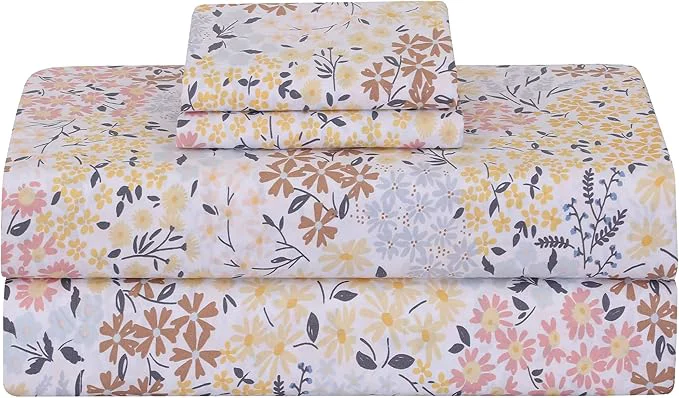 Genuine Feather amp Stitch Softest Cotton Sheets 300 Thread Count Percale Weave Bedding 16 quot Deep Pocket Cooling Sheets Breathable Bed Set Hotel Premium Quality Full Victorian Floral Trendy
