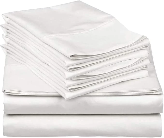 Fast Mattress-Homes 6 Piece Full Sheet Set Hotel Luxury Collection Egyptian Cotton 18 Inch Deep Pocket Fitted Sheet Soft amp Cool Breathable Bedding with 4 Pillowcases in White Solid Expertly Made
